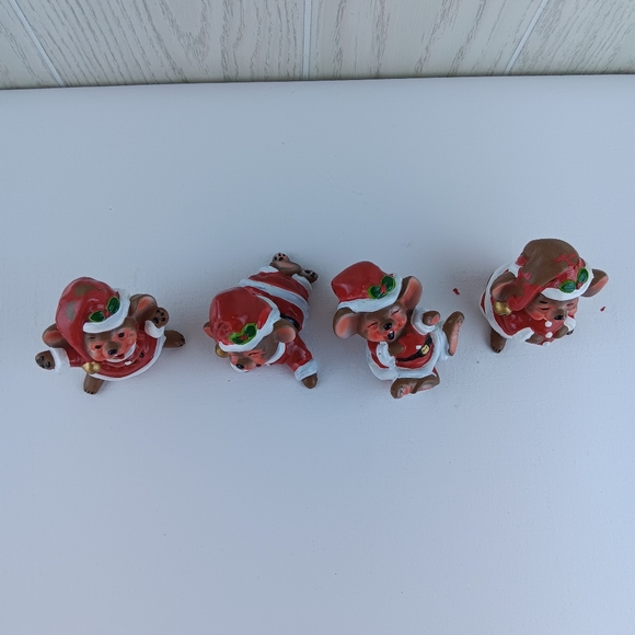 Vintage George Good set of four  sleepy Christmas Mice mouse Santa mouse ceremic - Picture 2 of 13